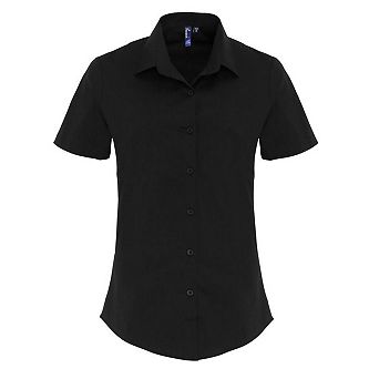 Premier Womens/Ladies Stretch Fit Poplin Short Sleeve Blouse