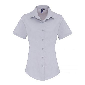 Premier Womens/Ladies Stretch Fit Poplin Short Sleeve Blouse