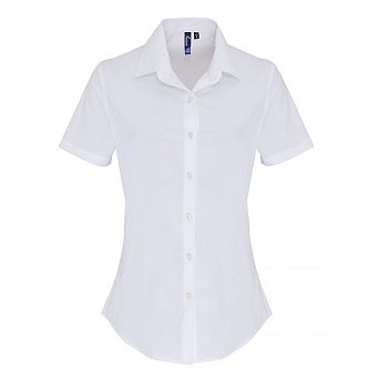 Premier Womens/Ladies Stretch Fit Poplin Short Sleeve Blouse