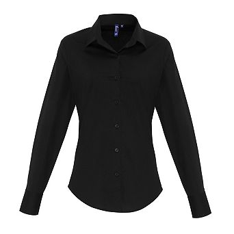 Premier Womens/Ladies Stretch Fit Poplin Long Sleeve Blouse
