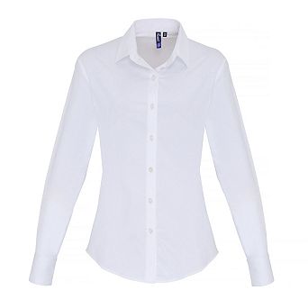 Premier Womens/Ladies Stretch Fit Poplin Long Sleeve Blouse