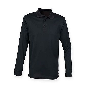Henbury Adults Unisex Long Sleeve Coolplus Piqu Polo Shirt