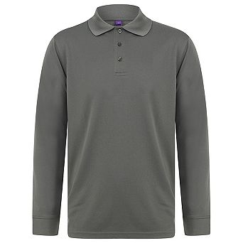 Henbury Adults Unisex Long Sleeve Coolplus Piqu Polo Shirt