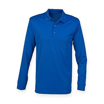 Henbury Adults Unisex Long Sleeve Coolplus Piqu Polo Shirt