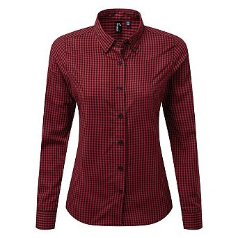 Premier Womens/Ladies Maxton Check Long Sleeve Shirt