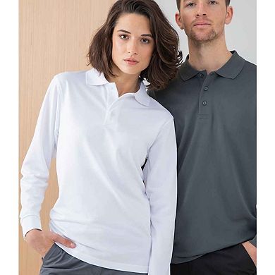 Henbury Adults Unisex Long Sleeve Coolplus Piqu Polo Shirt