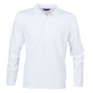 Henbury Adults Unisex Long Sleeve Coolplus Piqu Polo Shirt