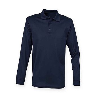 Henbury Adults Unisex Long Sleeve Coolplus Piqu Polo Shirt