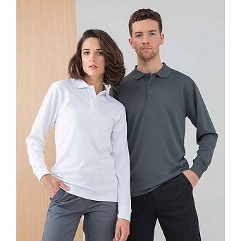 Henbury Adults Unisex Long Sleeve Coolplus Piqu Polo Shirt
