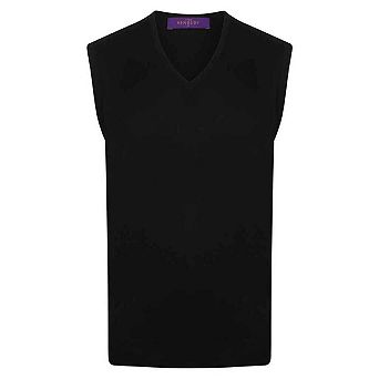 Henbury Mens Cotton Acrylic V Neck Sleeveless Sweatshirt