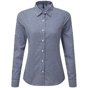 Premier Womens/Ladies Maxton Gingham Long-Sleeved Shirt