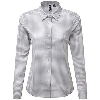 Premier Womens/Ladies Maxton Gingham Long-Sleeved Shirt