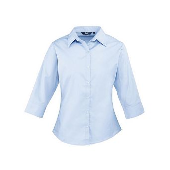 Premier Womens/Ladies Poplin 3/4 Sleeve Shirt