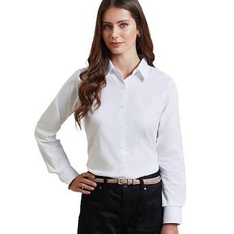 Premier Womens/Ladies Signature Pearlised Oxford Long-Sleeved Shirt