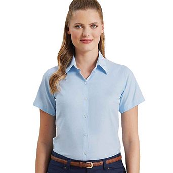 Premier Womens/Ladies Signature Pearlised Oxford Short-Sleeved Shirt