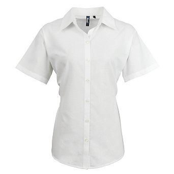 Premier Womens/Ladies Signature Pearlised Oxford Short-Sleeved Shirt