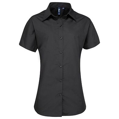 Premier Womens/Ladies Supreme Poplin Short-Sleeved Shirt