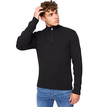Crosshatch Mens Havaline Knitted Quarter Zip Pullover