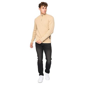 Crosshatch Mens Havaline Knitted Quarter Zip Pullover