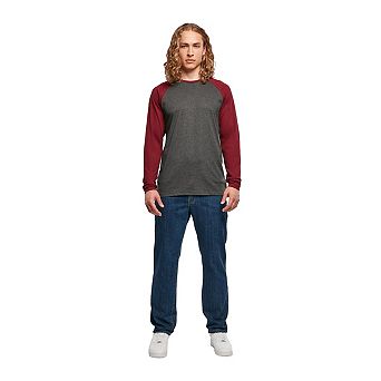 Build Your Brand Mens Contrast Raglan Long-Sleeved T-Shirt