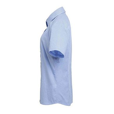 Premier Womens/Ladies Micro Gingham Check Cotton Short-Sleeved Shirt