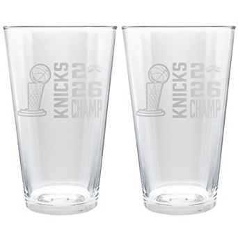 New York Knicks NBA Finals 2026 Champions 16 oz Laser Etched Pint Glass Set