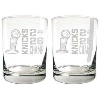 New York Knicks NBA Finals 2026 Champions 14 oz Rocks Glass Set