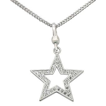 Alamode 925 Sterling Silver Cubic Zirconia Star Necklace & Pendant