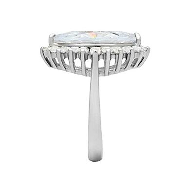 Alamode 925 Sterling Silver Cubic Zirconia Marquise Ring