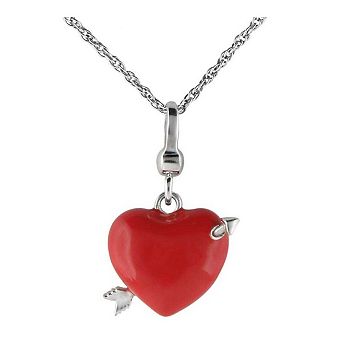 Alamode 925 Sterling Silver Enamel Arrow Heart Necklace & Pendant