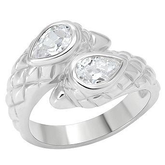 Alamode 925 Sterling Silver Cubic Zirconia Snake Ring
