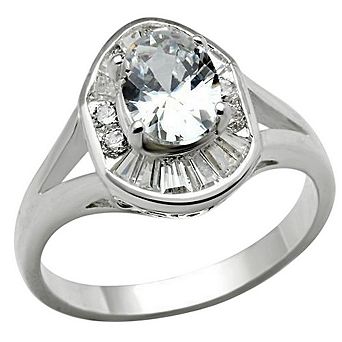 Alamode 925 Sterling Silver Cubic Zirconia Ornate Ring