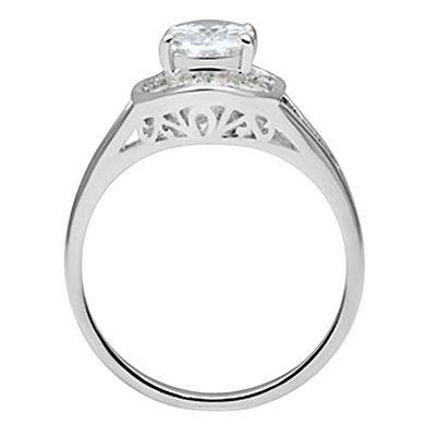 Alamode 925 Sterling Silver Cubic Zirconia Ornate Ring