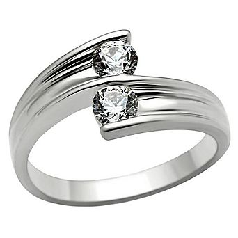 Alamode 925 Sterling Silver Cubic Zirconia Loop Ring