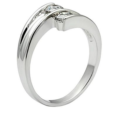 Alamode 925 Sterling Silver Cubic Zirconia Loop Ring