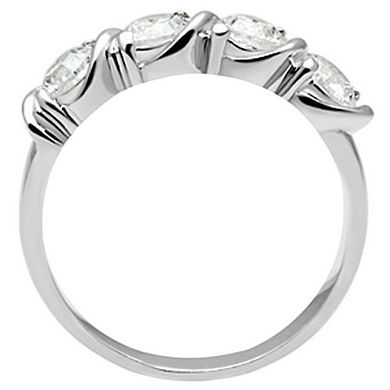 Alamode 925 Sterling Silver Cubic Zirconia Waves Ring