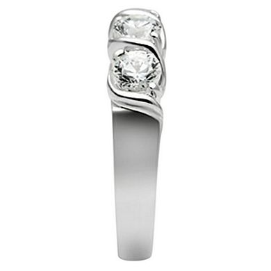 Alamode 925 Sterling Silver Cubic Zirconia Waves Ring