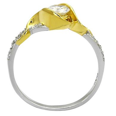 Alamode 925 Sterling Silver Cubic Zirconia Swirl Ring