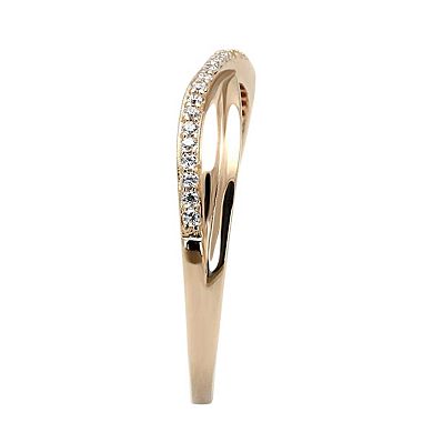 Alamode 925 Sterling Silver Cubic Zirconia Rose Ring