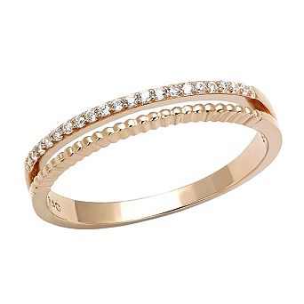 Alamode 925 Sterling Silver Cubic Zirconia Rose Ring