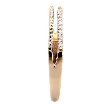 Alamode 925 Sterling Silver Cubic Zirconia Rose Ring