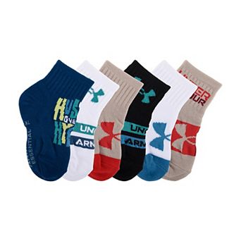 Boys Under Armour 6-Pack Ruffle Essential Quarter Socks