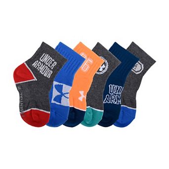 Boys Under Armour 6-Pack Ruffle Essential Quarter Socks