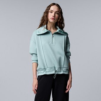 Women's Simply Vera Vera Wang Satin Bungee Half-Zip Top
