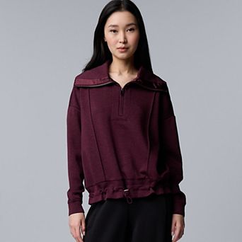 Women's Simply Vera Vera Wang Satin Bungee Half-Zip Top