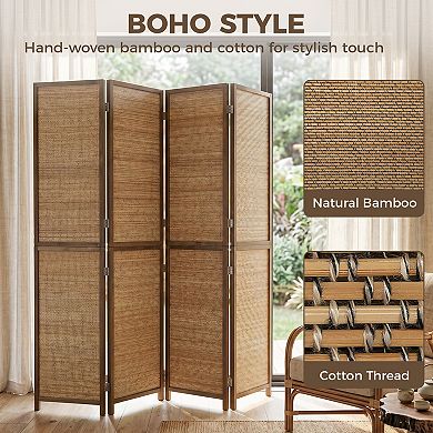 HOMCOM 4 Panel Room Divider, 6 FT Folding Privacy Screen
