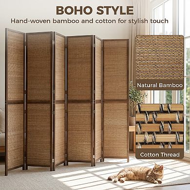 HOMCOM 6 Panel Room Divider, 6 FT Folding Privacy Screen