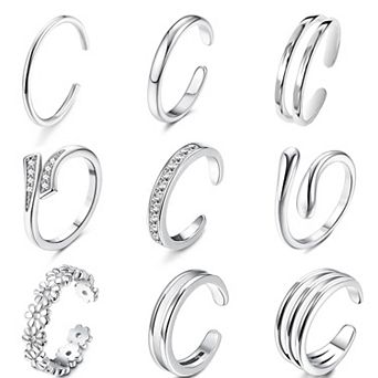 9 pc Adjustable Toe Rings