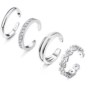 4 pc Sterling Silver Adjustable Toe Rings