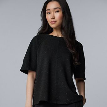 Women's Simply Vera Vera Wang Raglan Short Sleeve Luxe Cozy Knit Top